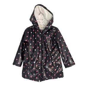 DKNY Navy Polka Dot Raincoat Hooded Sz 3T